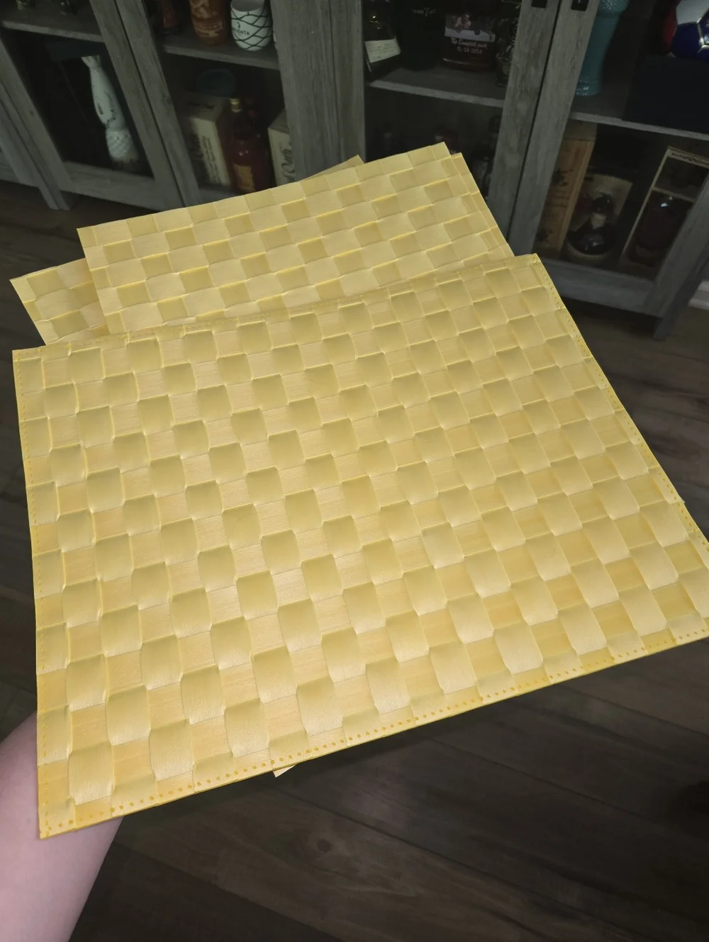 Woven Yellow Placemats Set – Textured Basket Weave Table Mats